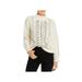 Vince Camuto Womens Cable Stitch Chain Trim Pullover Sweater