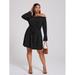 Women's Plus Size Off Shoulder Belted A-line Dress