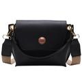 Zewfffr Women Fashion Wide Shoulder Messenger Bag PU Leather Retro Handbag (Black)