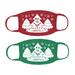 Wish you a Merry Christmas Tree Double Layered Facecover2 Pack Red Kelly