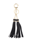 Lux Accessories Black PU Leather Double Long Tassel Bag Charm Key Chain