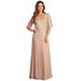 Fanny Fashion Womens Gold Lace Bodice V-neckline Evening Gown