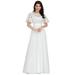 Ever-Pretty Juniors A-line Mesh Ruffle Sleeves Maxi Cocktail Gown for Junior 09043 White US10