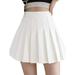 Xiaoriceee Women Pleated Mini Skirt Solid Color High Waist A-line Tennis Dress Summer Casual Short Flared Sundress Z
