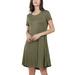 Sexy Dance Casual Summer Dress for Fashion Women Short Sleeve Loose Flare Swing Dress Ladies Leisure Office Work Stretch Pockets T Shirt Dress Army Green M(US 8-10)