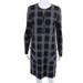 Lela Rose Womens Button Front Tunic Dress Blue Long Sleeve Plaid Size 8