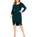 Soprano Womens Plus Scoop Neck Tulip Hem Wrap Dress Green 2X