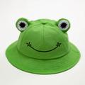 Frog Bucket Hat, Cute Fisherman Hat Cotton Sun Bucket Hat Sun Protection Cap Wide Brim Beach Summer Hat for Women Men Girls Kids (Green)