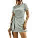 Women's Summer Casual T Shirt Dresses Ruched Short Sleeve Shift Mini Dress Beach Sundress