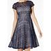 Sangria NEW Blue Womens Size 8P Petite Sequined Lace A-Line Dress
