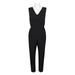 Taylor V-Neck Sleeveless Embellished Keyhole Zipper Back Solid Crepe Jumpsuit-BLACK