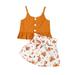 Xingqing Toddler Girls Summer Shorts Set Halter Ruffle Tops Floral Pants Summer Clothes Outfits 12-18M