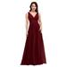 Ever-Pretty Womens Sexy V Neck Chiffon Long Evening Party Summer Casual Dresses for Women 90163 Burguudy US8