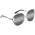 Gucci Grey Round Ladies Sunglasses GG0595S 005 64