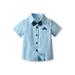 Summer Little Boys Shirt,Casual Short Sleeve Lapel Single-breasted Bow Tie