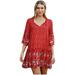 Follure Women V-Neck Half Long Sleeve Mini Dress Ladies Floral Print Casual Dresses,summer dresses for women