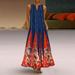 dresses summer dress for women Women Plus Size Print Daily Casual Sleeveless Vintage Bohemian V Neck Maxi Dress