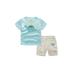 Binwwede 2Pcs Baby Boy Clothes Set Short Sleeve Dinosaur Shirt+Chino Shorts for Toddler Boys Summer Outfits Sets 1-7T Grey Blue MHX