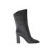 J.Crew Leather Mid-Calf Stacked Anya Boot Black