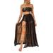 Eyicmarn Women's Swimsuit Cover Ups Wrap Skirt High Waist Maxi Skirts Sheer Mesh Lace High Slit Skirts See-Through Beach Dress