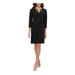 TOMMY HILFIGER Womens Black Embellished Zippered 3/4 Sleeve Jewel Neck Above The Knee Sheath Party Dress Size 14