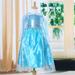 Blue Baby Girls Kids frozen costume Dress Snow Princess Queen Dress Up children's party Gown Cosplay Tulle Dress 3 years