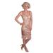 Western Fashion 2540-2XL Art Deco Open Back Beaded Dress, Rose Gold - 2XL