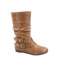 Youth's Girls' Kid's Causal Round Toe Buckles Flat Heel Zip Mid Calf Riding School Boots Shoes