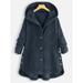 Woman's Plus Size Corduroy High Low Hooded Coat