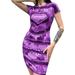 UKAP Ladies Summer Beach Dress Tie Dye Printed Club Party Cocktail Bodycon Fashion Dress Purple XL(US 14-16)