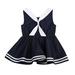 Toddler Kids Girl Sailor White Navy Suit Grow Dress Summer Dress Outfit 0-5Y