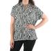 Shop LC Black Zebra Print 100% Polyester Comfortable Short Sleeve Collared Top - Large