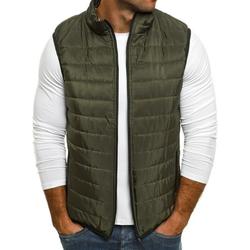 Mens Stand Collar Vest Solid Color Zipper Front Casual Outerwear Sleeveless Waistcoat with Zipper Coat