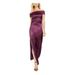 VINCE CAMUTO Womens Purple Ruched Short Sleeve Off Shoulder Maxi Sheath Evening Dress Size 10