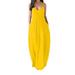 Xingqing Women Summer Female Maxi Dress Casual Plus Size V-Neck Sleeveless Printed Long Dresses