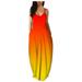 TOYFUNNY Women Gradient Sleeveless V Neck Maxi Dress Casual Sundress Beach Long Dres