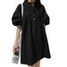 ZANZEA Women Short Sleeved Loose Mini Dress Party Holiday Short Dresses