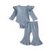 PDYLZWZY 2Pcs/Set Newborn Baby Girl Long Sleeve Romper Tops Flared Pants Bell-Bottoms Outfits