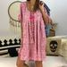 Winnereco Women O Neck Short Sleeve Floral Print Dress Casual Sundress (Pink 4XL)