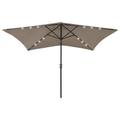 vidaXL Parasol avec LED et mât en acier Taupe 2x3 m