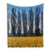 Landscape Soft Flannel Fleece Throw Blanket Daffodil Field Farming Washington Valley Northwest Art of Photography Print Cozy Plush for Indoor and Outdoor Use 50 x 70 Blue Mustard by Ambesonne