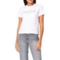 Calvin Klein Jeans Women's Multicolored Logo TEE Spread Collar, Bright White, L
