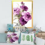 East Urban Home Dark Pink Roses - Painting on Canvas Metal in Indigo | 32 H x 24 W x 1 D in | Wayfair 5E8649AAF6794AE1AC8931F83C37B45E