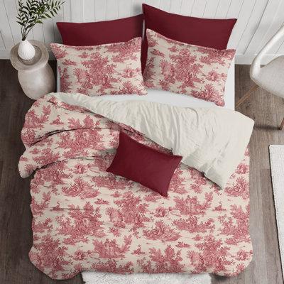 De Jouy Standard Cotton Comforter, Red Toile Duvet Cover King