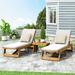 Millwood Pines 78.75" Long Reclining Acacia Single Chaise w/ Cushions & Table Wood/Metal/Solid Wood in Blue/Brown/White | Outdoor Furniture | Wayfair