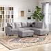 Gray Sectional - Wade Logan® Palmer Square 103.5" Wide Sofa & Chaise w/ Ottoman Linen, Wood | 35 H x 103.5 W x 74.5 D in | Wayfair