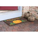 The Holiday Aisle® Anakie Sweet Home Welcome Pumpkin Non-Slip Coir 28 in. x 17 in. Non-Slip Outdoor Door Mat Coir | Wayfair