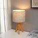 George Oliver David-James Solid Wood Tripod Table lamp Linen/Solid Wood in White/Brown | 14.2 H x 7.87 W x 7.87 D in | Wayfair