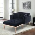 Lounge Chair - Everly Quinn 40.94" Wide Tufted Velvet Lounge Chair Wood in Black | 62.2 H x 31.1 W x 40.94 D in | Wayfair