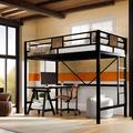 Mason & Marbles Kauffman Twin Platforms Loft Bed & Bunk Metal Bed Frame Metal | 77 H x 40 W in | Wayfair 6D3D186494F94331943A57CA08089CD9